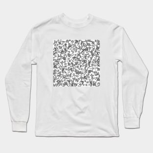 Botanical-Pattern, set, black,2, botanic, nature, botanical, floral, flowers, floral-pattern, leaves, plants, minimalist, garden, jungle, leaf, exotic, tropical, flower, boho, cacti, succulent, digital, graphic-design, pattern, Long Sleeve T-Shirt